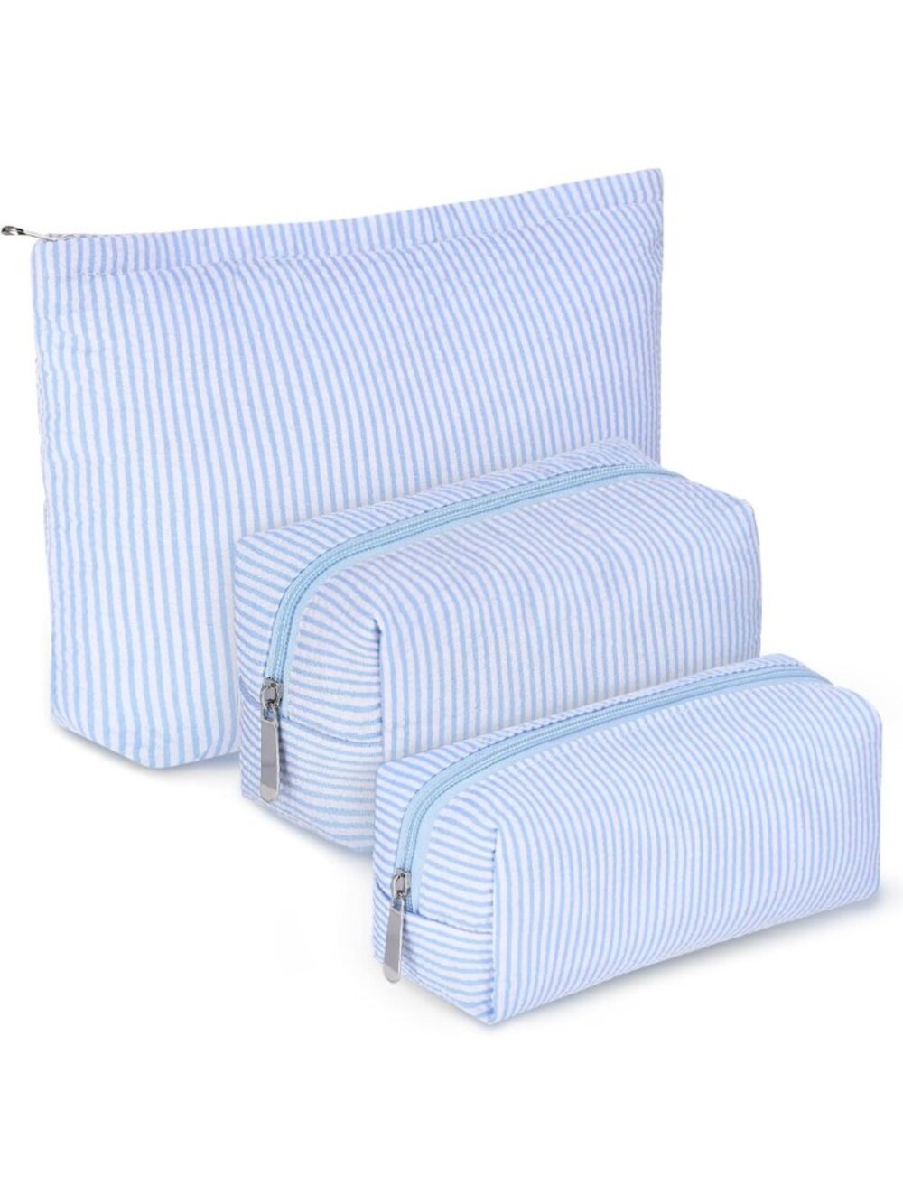 Cute Stripe Makeup Bag Set - Aesthetic Travel Toiletry Pouches & Cosmetic